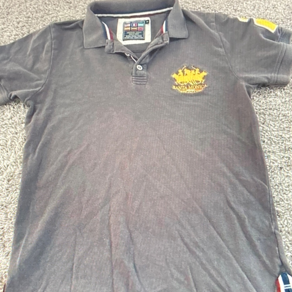 Gray Polo Shirt with Yellow Logo